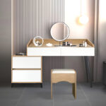 Dressing table Gammon with stool mdf in oak-white color 102x40x75cm - Слика 2