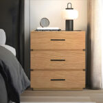 Sonlen mdf bedside table in oak color 60x40x66cm - Image 2