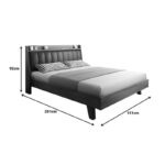 Frankly double bed mdf-pu in walnut-black color 150x200cm - Image 2