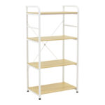 Floor-standing shelf Depo white metal-mdf in natural shade 60x40x120cm