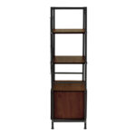 Floor-standing shelf with cabinet Kuili metal black-mdf in walnut shade 60x36x121cm - Image 3