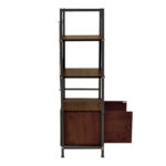 Floor-standing shelf with cabinet Kuili metal black-mdf in walnut shade 60x36x121cm - Image 4