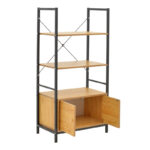 Floor-standing shelf with cabinet Kuili metal black-mdf in oak shade 60x36x121cm - Image 2
