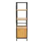 Floor-standing shelf with cabinet Kuili metal black-mdf in oak shade 60x36x121cm - Image 3