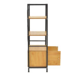 Floor-standing shelf with cabinet Kuili metal black-mdf in oak shade 60x36x121cm - Image 4