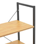 Floor-standing shelf with cabinet Kuili metal black-mdf in oak shade 60x36x121cm - Image 6