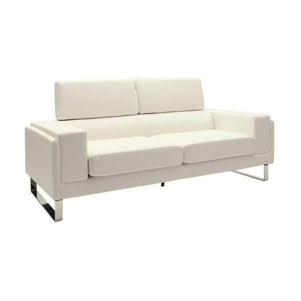 3 seater sofa Shea PU ivory-inox 198x80x87cm