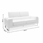 3 seater sofa Shea PU black-inox 198x80x87cm - Слика 6