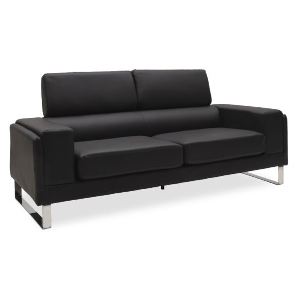 3 seater sofa Shea PU black-inox 198x80x87cm
