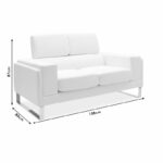 2 seater sofa Shea in black pu-inox 158x80x87cm - Слика 6
