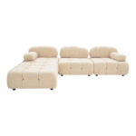 3-seater sofa Hypnotic with beige teddy fabric and two pillows 294x196x76cm - Image 2