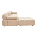 3-seater sofa Hypnotic with beige teddy fabric and two pillows 294x196x76cm - Image 3