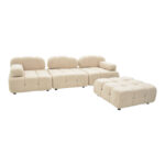 3-seater sofa Hypnotic with beige teddy fabric and two pillows 294x196x76cm - Image 4