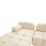 3-seater sofa Hypnotic with beige teddy fabric and two pillows 294x196x76cm - Image 6