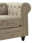 Two-seater sofa Chesterfield type velvet in beige shade 160x84x67cm - Слика 4