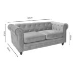 Two-seater sofa Chesterfield type velvet in beige shade 160x84x67cm - Слика 6