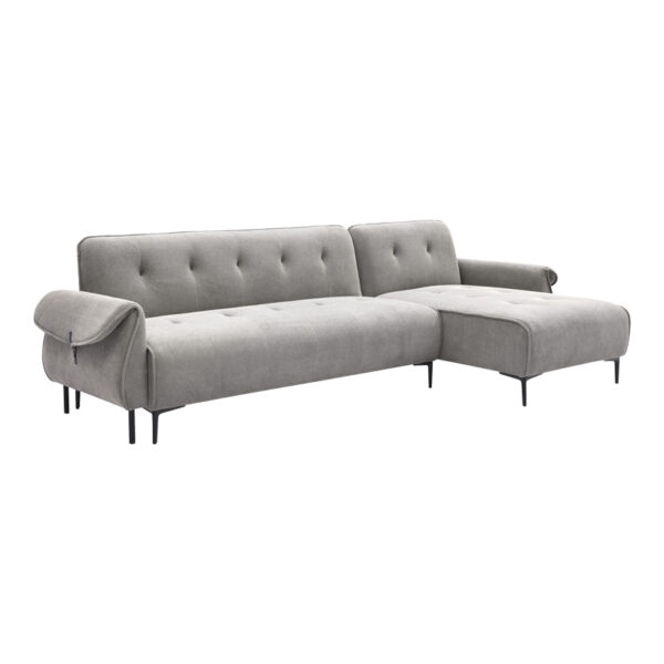 Three-seater reversible sofa bed Nuavid gray fabric 293x143x85cm