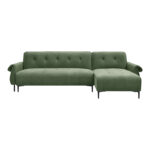 Three-seater reversible sofa bed Nuavid khaki green fabric 293x143x85cm - Слика 5