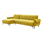 Three-seater reversible sofa bed Nuavid yellow fabric 293x143x85cm - Слика 2