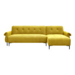 Three-seater reversible sofa bed Nuavid yellow fabric 293x143x85cm - Слика 5