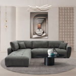 Sofa right corner Gianco fabric in grey shade 298x208x85cm - Слика 2