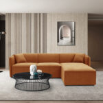 Reversible corner sofa Soofa orange fabric 270x163x74cm - Image 2