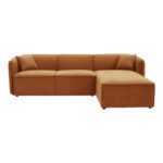 Reversible corner sofa Soofa orange fabric 270x163x74cm - Image 6
