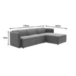 Reversible corner sofa Soofa grey fabric 270x163x74cm - Слика 6