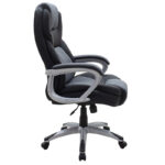 Manager office chair Lockie with PU in black- grey fabric - Слика 3