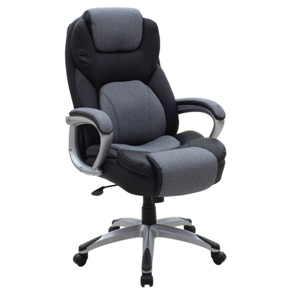 Manager office chair Lockie with PU in black- grey fabric