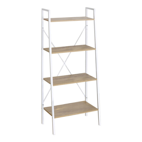 Bookcase Ramon natural melamine-metal white 60x23x145.5cm