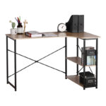 Corner desk Merlin right corner in oak shade with black metal 120x73x75cm - Слика 3