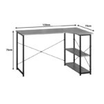 Corner desk Merlin right corner in oak shade with black metal 120x73x75cm - Слика 5