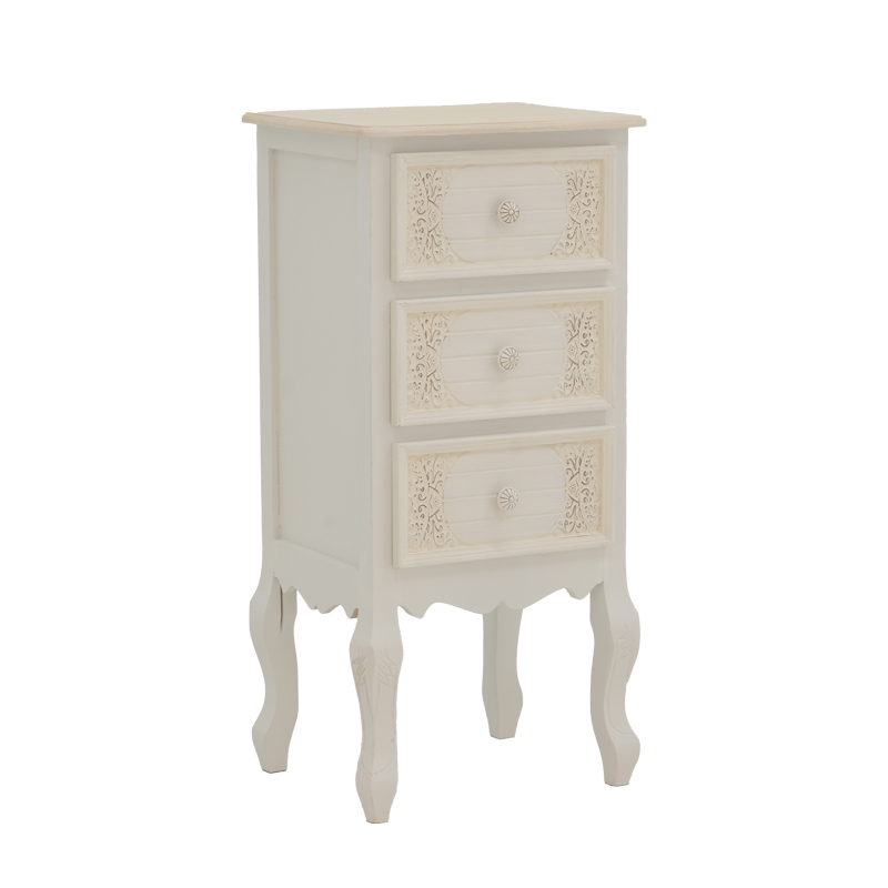 087-000009 Pazlen Inart bedside table antique white color mdf 40x34.5x82cm - Image 1