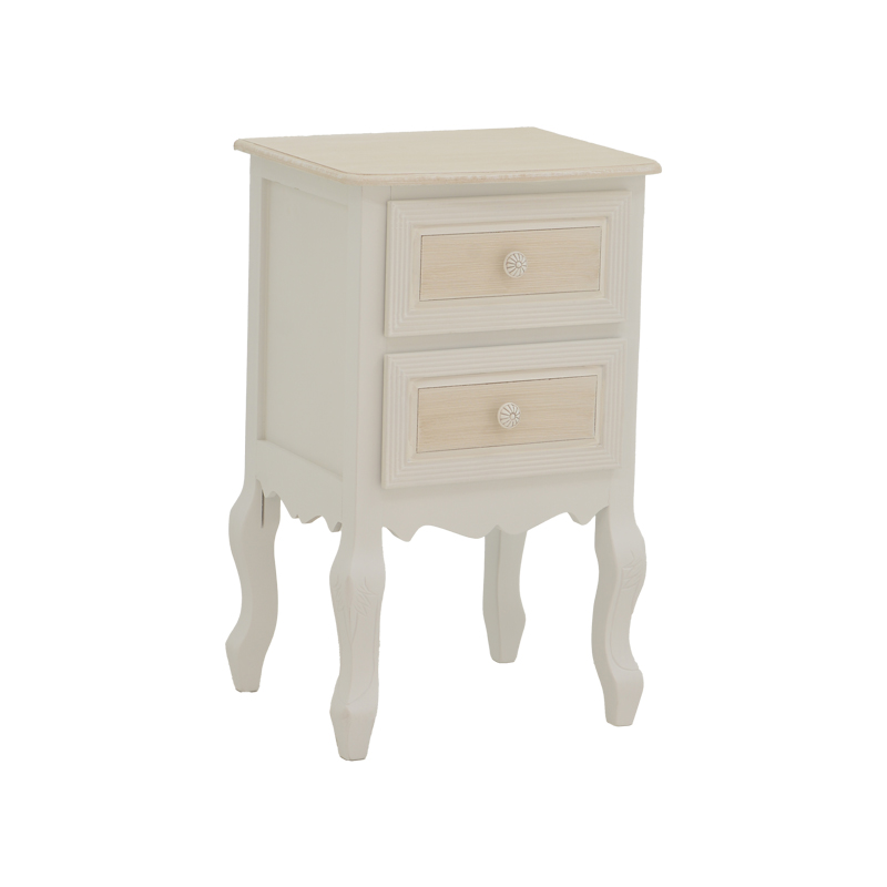 087-000017 Bedside table Joliene Inart natural-antique white color mdf 40x34.5x64.5cm - Image 1