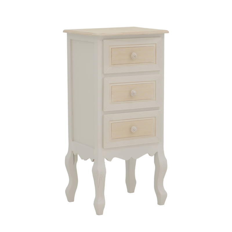 087-000018 Bedside table Joliene Inart natural-antique white color mdf 40x34.5x82cm - Image 1
