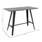 Dining table bar Fortitude MDF walnut - black metal legs 140x70x103.5cm - Слика 5