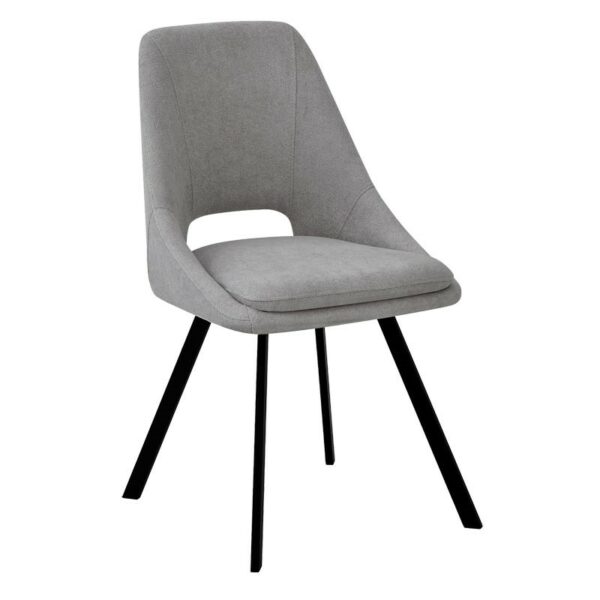 Chair Initiate teddy fabric grey-black metal leg 48x57x85cm