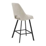 Bar stool Initiate cream teddy fabric-leg black metal 48x56x98cm - Image 2