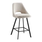 Bar stool Initiate cream teddy fabric-leg black metal 48x56x98cm