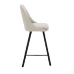 Bar stool Initiate cream teddy fabric-leg black metal 48x56x98cm - Image 3