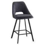 Bar stool Initiate fabric dark grey-black metal leg 48x56x98cm