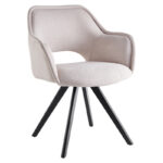 Ротирачка фотелја Сореја беж ткаенина - црна метална ногарка 63x59x83 см