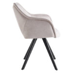 Rotating armchair Soreyia beige fabric-black metal leg 63x59x83cm - Слика 3