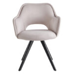 Rotating armchair Soreyia beige fabric-black metal leg 63x59x83cm - Слика 4