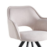 Rotating armchair Soreyia beige fabric-black metal leg 63x59x83cm - Слика 5