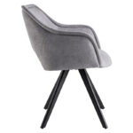 Rotating armchair Soreyia light grey fabric-black metal leg 63x59x83cm - Слика 3