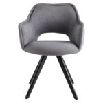 Rotating armchair Soreyia light grey fabric-black metal leg 63x59x83cm - Слика 4