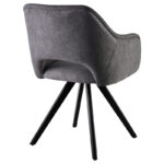Rotating armchair Soreyia dark grey fabric-black metal leg 63x59x83cm - Image 2