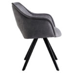 Rotating armchair Soreyia dark grey fabric-black metal leg 63x59x83cm - Image 3